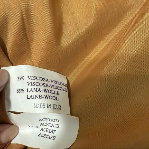 Michelle Bordeau Vintage Mustard/Olive Green Swing Coat Made in Italy - Picture 10 of 10